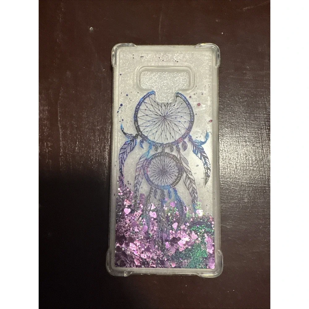 Samsung Galaxy Note 9 Case Dreamcatcher Liquid Glitter Purple Pink Clear Cover